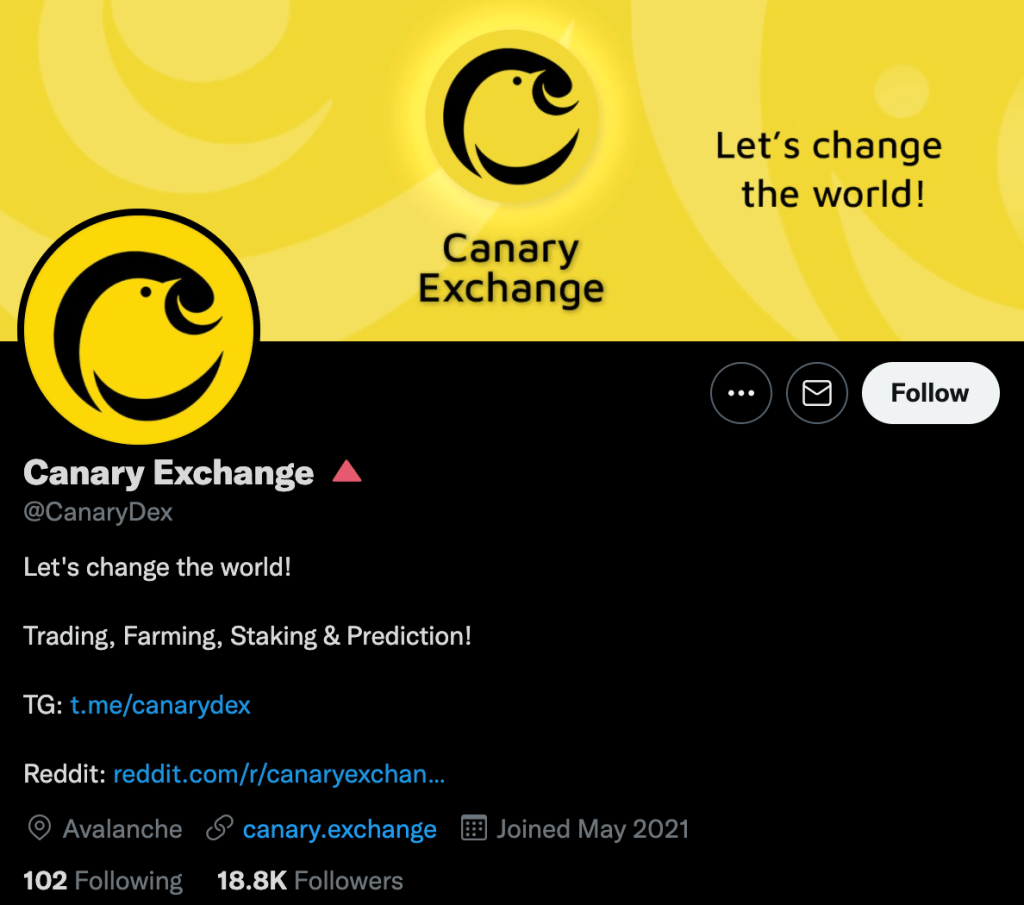 canary exchange twitter 