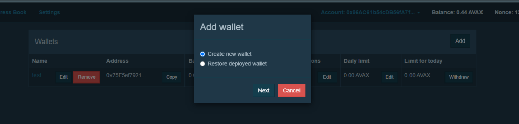 create new pangolin multi sig wallet